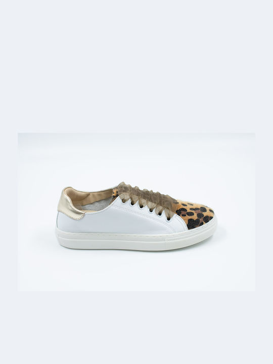 INUOVO DAMEN LEDERSNEAKER LEOPARD CL9045 WEISS