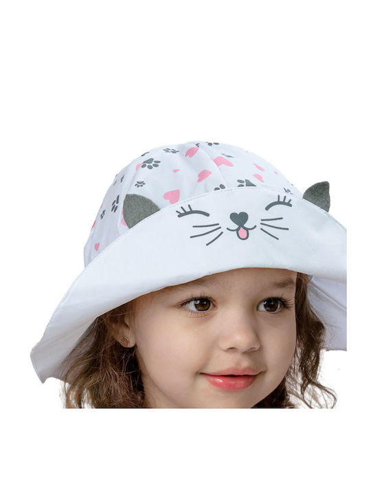 Hat with kitty print 'ESTERA' white for girls