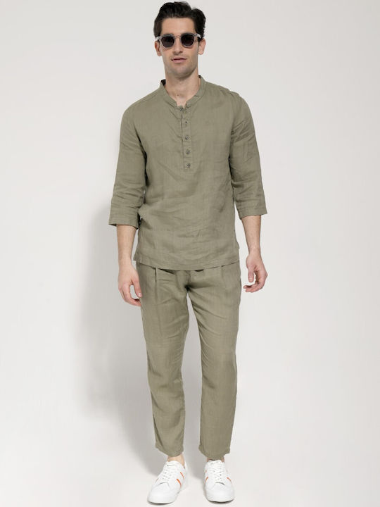 Men's Linen Shirt Buttons Marlo 206041 Khaki