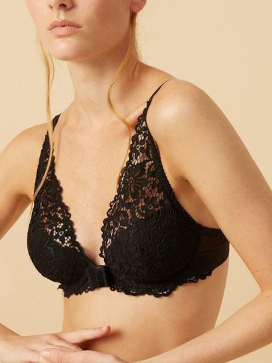 Lace bra in yellow lace, cup C, D, Variance 53862 BLACK