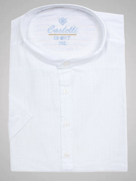 CASTELLI75455 Oversize (Large Sizes) Short Sleeve Shirt White Linen