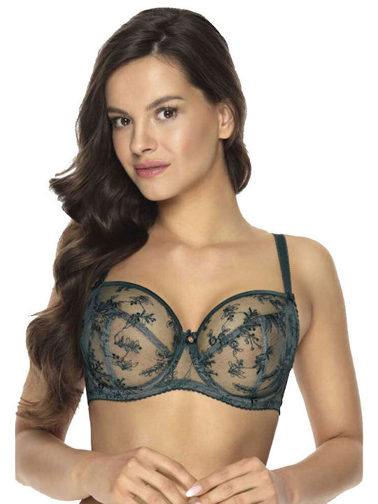 GAIA Cup E Bra without Support with Green Lace