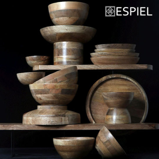 Espiel Dekorative Schüssel Hölzernes Beige 24x12x12cm 1Stück