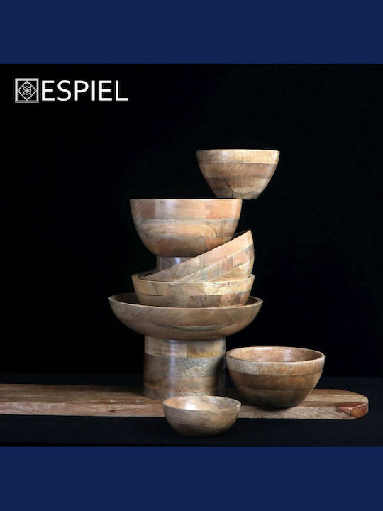 Espiel Διακοσμητικό Μπωλ Ξύλινο Μπεζ 21x12x12cm