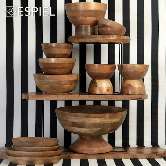 Espiel Διακοσμητικό Μπωλ Ξύλινο Μπεζ 21x12x12cm