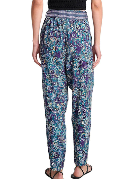 Attrattivo Femei Tesatura Pantaloni Floral Albastru