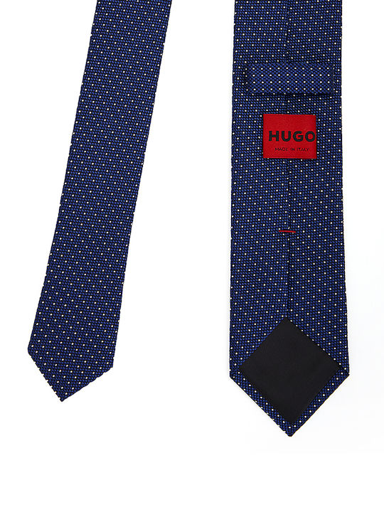 Hugo Men's Tie Silk Printed in Light Blue Color