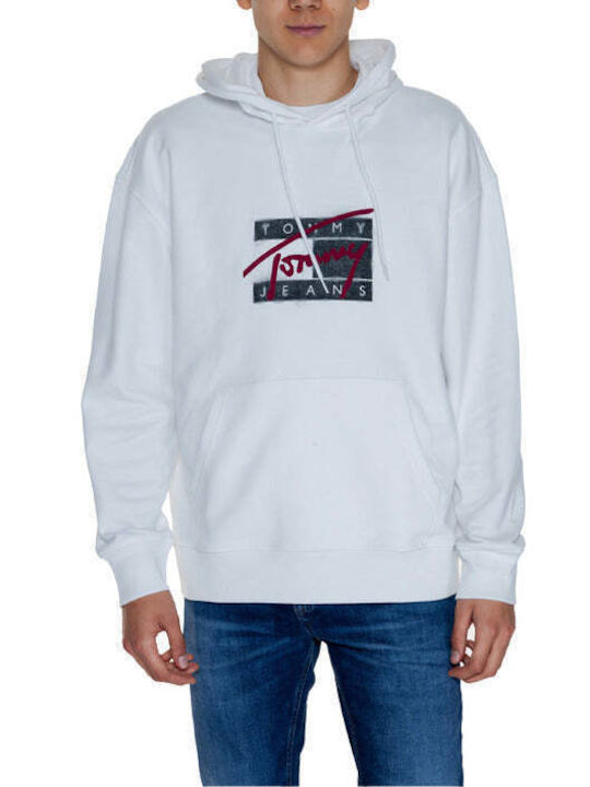 Tommy Hilfiger Herren Sweatshirt mit Kapuze Weiß