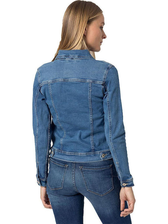 Women's Short Jean Jacket for Spring or Autumn Medium Blue