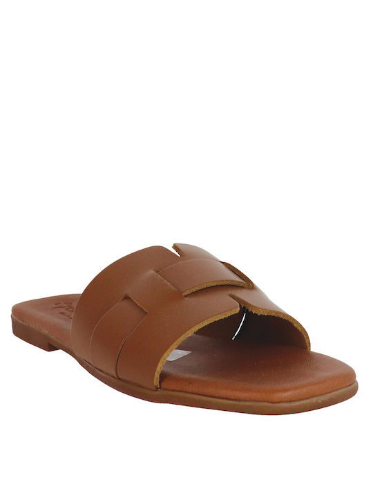 koniaris Heel Leather Mules Tabac Brown