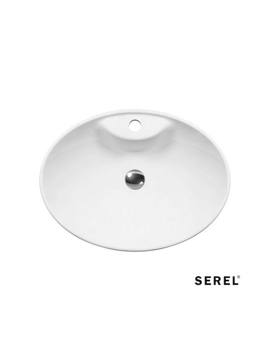 Serel Deasupra Blatului Chiuvetă Porțelan 55x41cm Alb