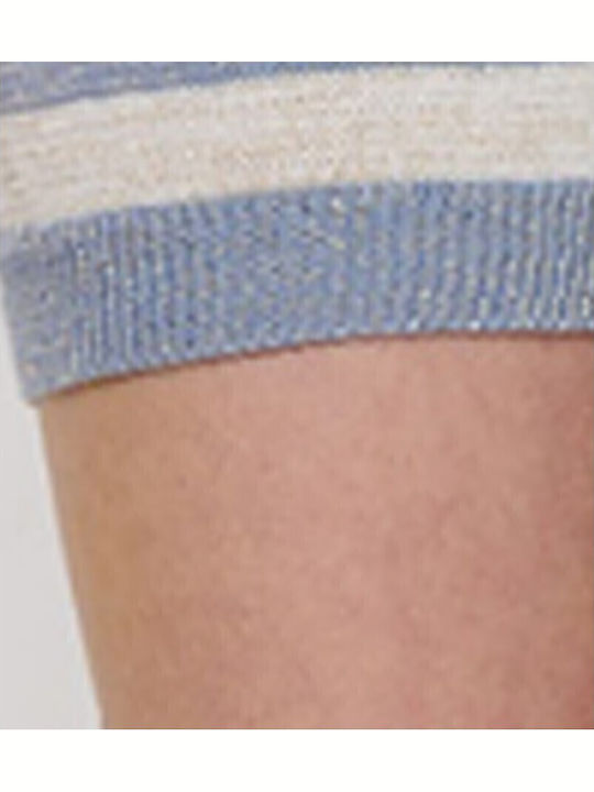 Blau gestreiftes Oberteil kurz Grau Blau Weiß Streifen M L 98% Baumwolle 2% Lurex