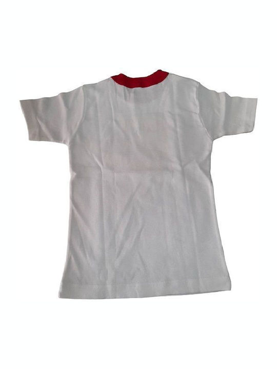 Short sleeve t-shirt white with red and pirates No 4