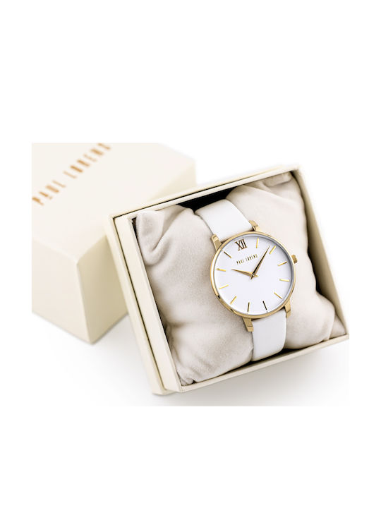 Paul Lorens Women's Watch with White Leather Strap