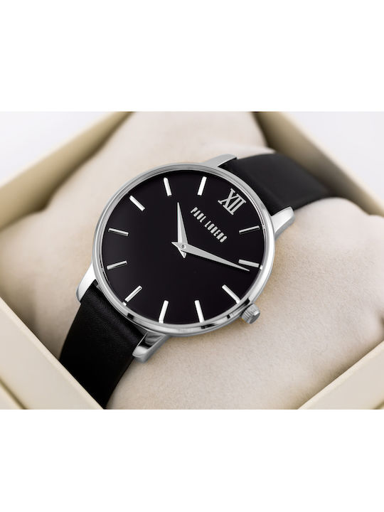Paul Lorens Women's Watch with Black Leather Strap