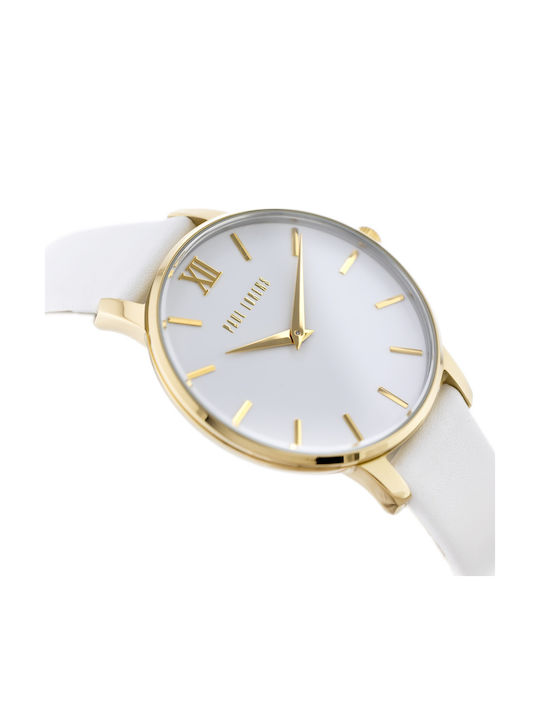 Paul Lorens Women's Watch with White Leather Strap