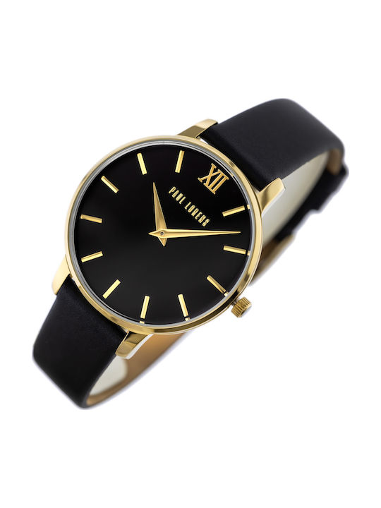 Paul Lorens Women's Watch with Black Leather Strap
