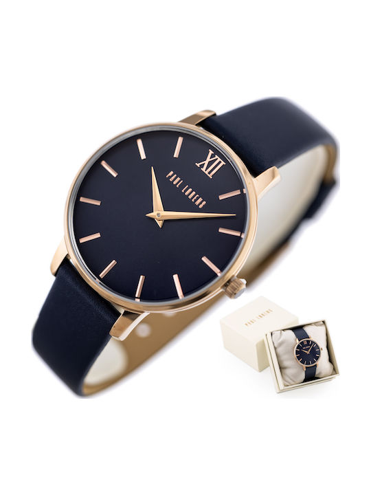 Paul Lorens Γυναικείο Ρολόι 38mm Μπαταρίας με Navy Μπλε Δερμάτινο Λουράκι