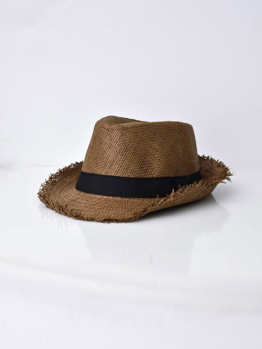 Black Hat with Brown Ribbon 24743