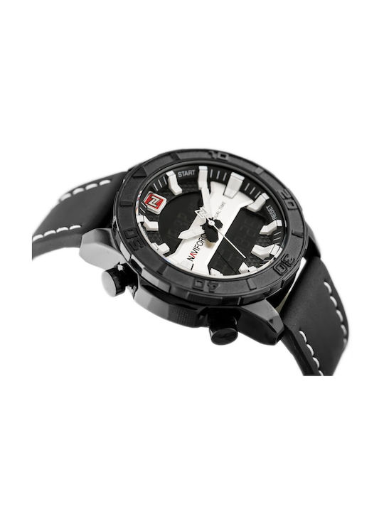 Naviforce Ceas Baterie cu Negru Brățară din piele NF