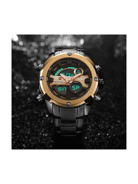 Naviforce Digital Ceas Baterie cu Negru Brățară metalică