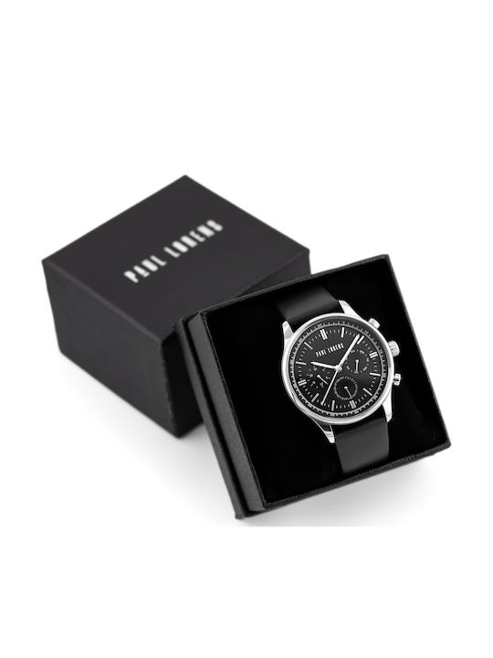 Paul Lorens Ceas Barbati 44mm Baterie cu Curea din Piele Neagră