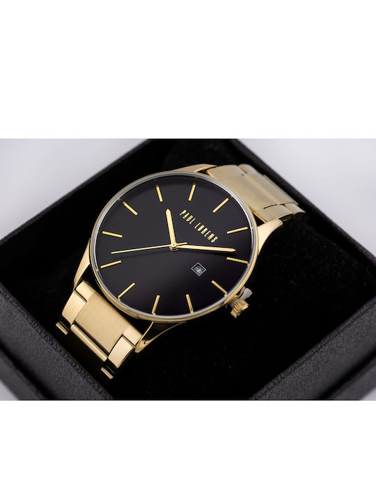 Paul Lorens Men's Watch 45mm Battery with Gold Stainless Steel Bracelet