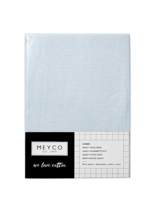Meyco Baby Sheet Crib Cotton Fitted Light Blue Light Blue 60x120cm
