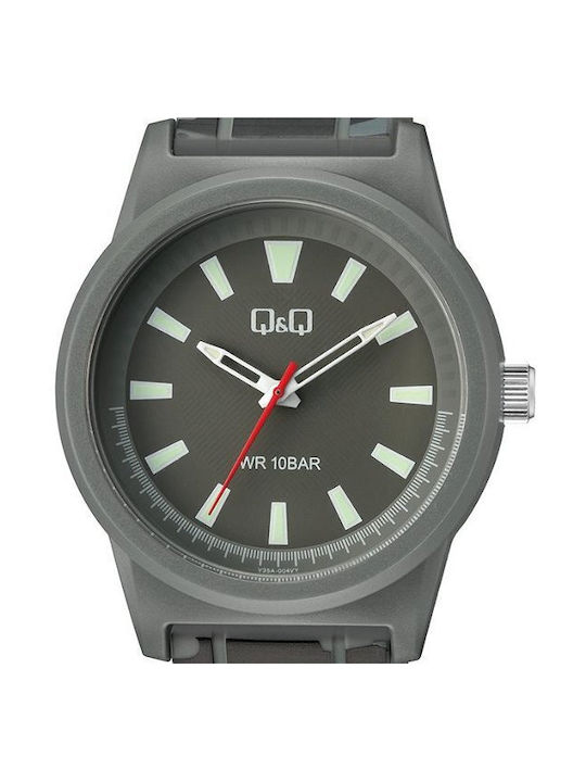 Q&Q Watch Battery with Green Rubber Strap