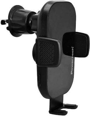 Powertech Mobile Phone Holder Car with Adjustable Hooks and Wireless Charging Black