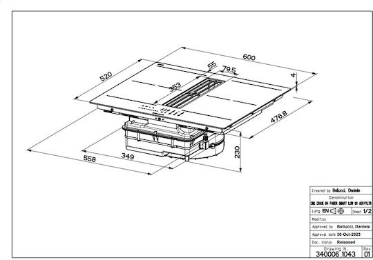 Faber Galileo Slim A600 Induction Cooktop Autonomous with Hood 60x52εκ.