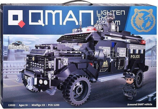 Qman Конструктори Mine City Брониран SWAT Камион за 6+ Години 1250 Бройки