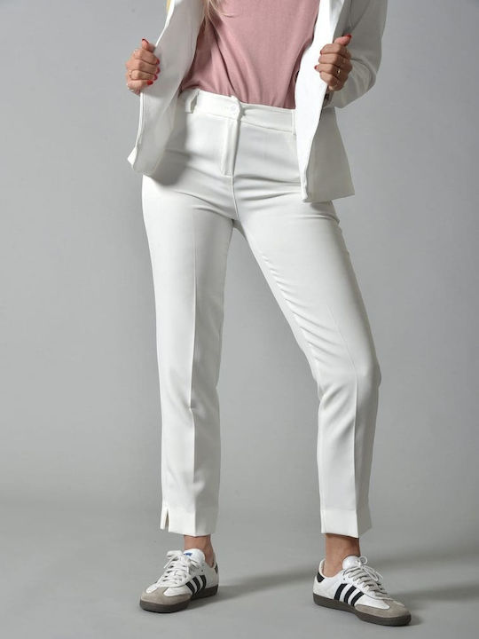 Belle Femme Women's Fabric Trousers WHITE