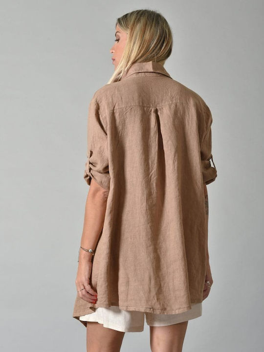 Long Linen Shirt ∞ Camel