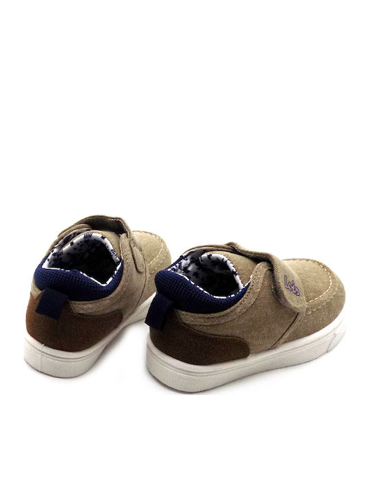 Pantofi copii din material textil cu velcro Bej