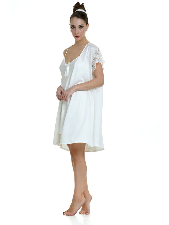 Zen by Daisy Sommer Damen Satin Robe mit Nachthemd MORE