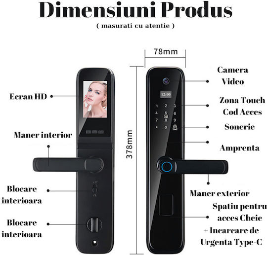 Electronic Lock in color Black with Connectivity Wi-Fi