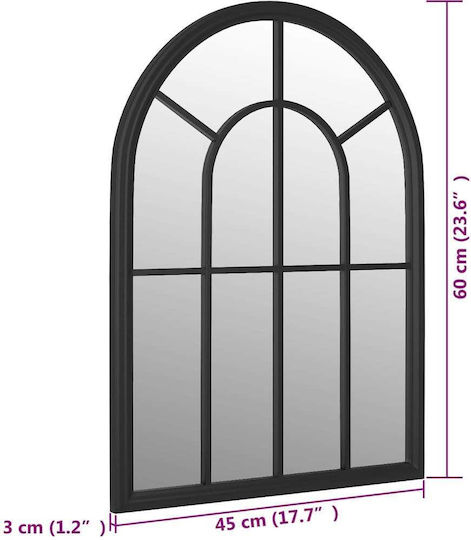 vidaXL Wall Mirror with Black Metallic Frame 45x60cm 1pcs