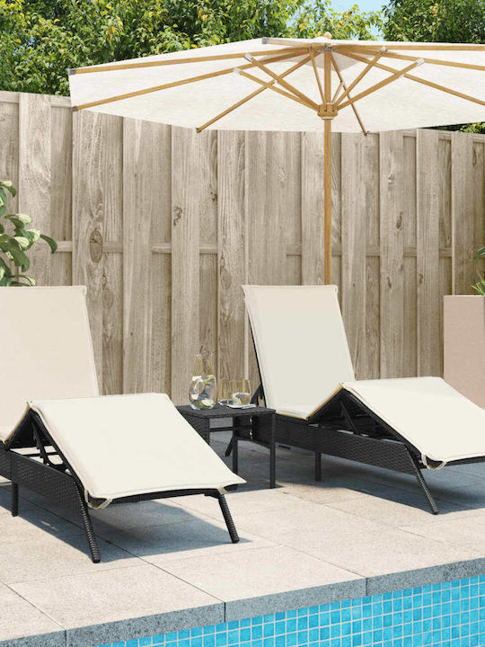 Ξαπλώστρα Rattan με Μαξιλάρι Μαύρη 2τμχ 200x59x26εκ.
