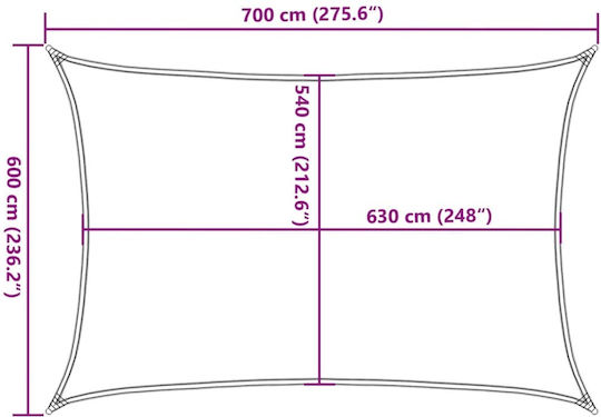 vidaXL Open Rectangular Shade Sail Gray 6x7m 160gr/m²