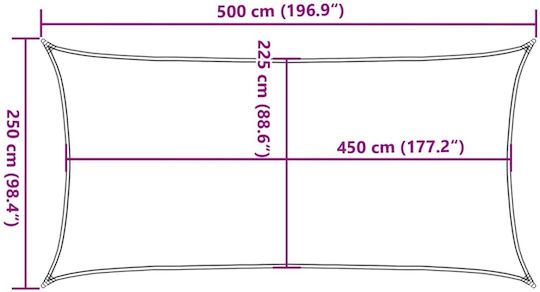 vidaXL Rectangular Shade Sail Gray 2.5x5m 160gr/m²