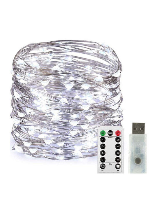 100 Lights LED 10m. White USB in String 1pcs
