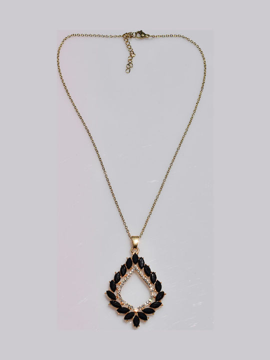 Bizoutaki Gold Plated Steel Necklace Black