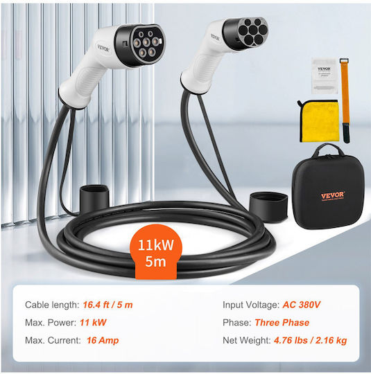 Vevor Portable Three-Phase 11kW Charging Station with Built-in Cable Type 2 (OBDDCCD11KW5M6FDLV0)