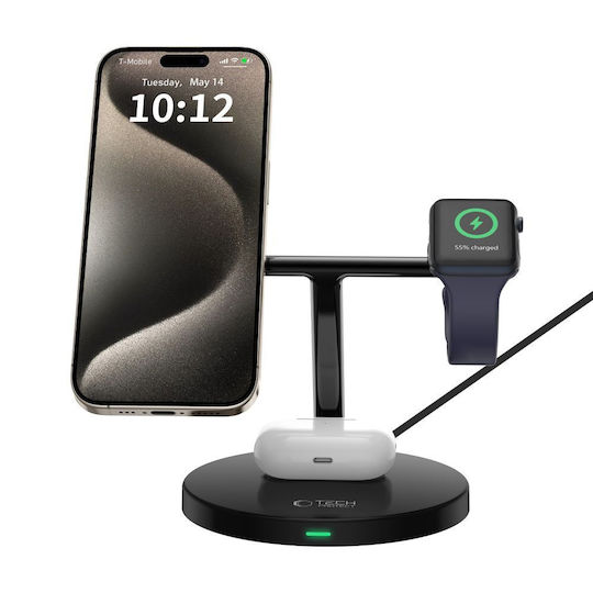 Tech-Protect Magsafe Ladegerät 15W Schwarzs (QI15W-A35 3in1 Magnetic)