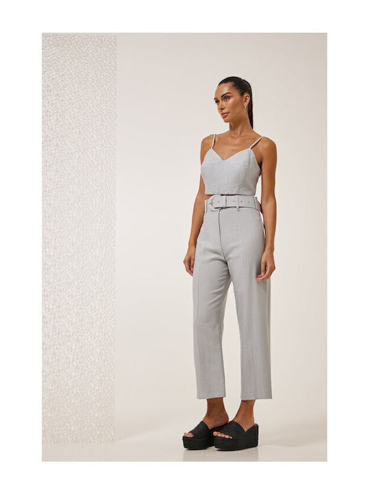 William Damen Stoff Hose Gray