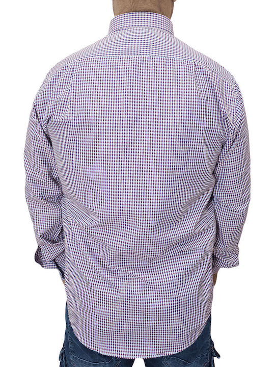 Poli Gianni Men's Shirt Long Sleeve Checked Purple