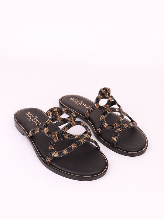 Bolero Shoes Women's Flat Sandals in Gold Color