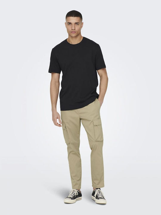 Herrenhose Cargo Elastisch Verjüngt Beige