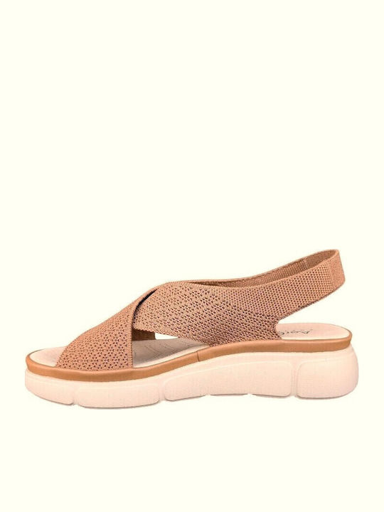 Leather Women's Flat Sandals Anatomic in Tabac Brown Color